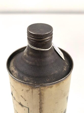 Dose " Stoßdämpferoel TL 6027 für Wehrmacht Kraftfahrzeuge" leer, ungereinigt