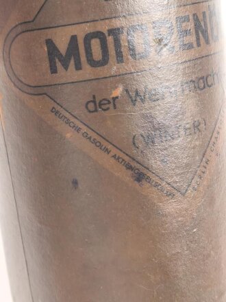 Blechdose " Motorenöl der Wehrmacht  ( Winter ) " Etwa halb voll