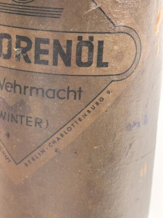 Blechdose " Motorenöl der Wehrmacht  ( Winter ) " Etwa halb voll