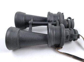 Kriegsmarine, Doppelfernrohr DF 7 x 50 , Hersteller beh. Sehr guter Zustand, die Gummiarmierung weich, Durchsicht leicht verunreinigt. Der Behälter aus Ersatzmaterial in gutem Zustand