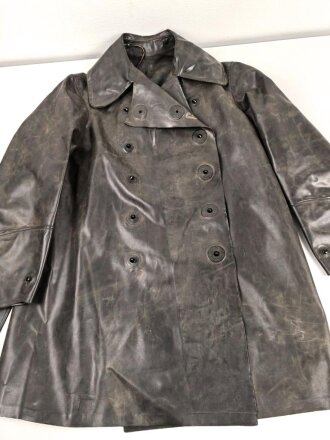 Schwerer Gasschutzanzug , Jacke und Hose aus weichem Gummi, Hersteller Continental. Ein Hosenträger fehlt, sonst guter Zustand