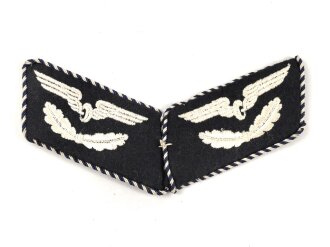 Deutsche Reichsbahn III.Reich, Paar Kragenspiegel in sehr gutem Zustand, die Kordel blau / weiß