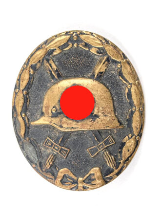 Verwundetenabzeichen schwarz, getragenes Buntmetallstück