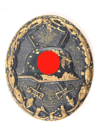 Verwundetenabzeichen schwarz, getragenes Buntmetallstück, Nadel samt Bock fehlt