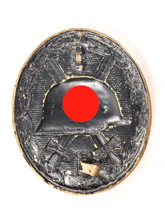 Verwundetenabzeichen schwarz, getragenes Buntmetallstück, Nadel samt Bock fehlt