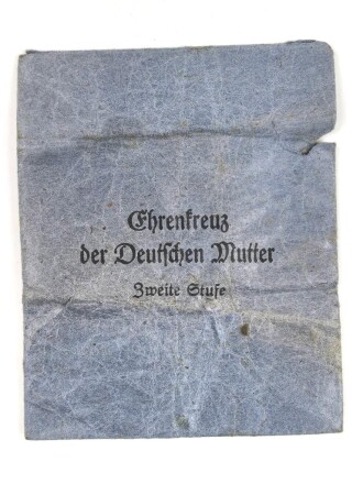 Tüte zum Ehrenkreuz der Deutschen Mutter Zweite Stufe ( silber )  Hersteller Brüder Schneider Wien