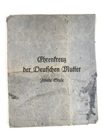 Tüte zum Ehrenkreuz der Deutschen Mutter Zweite Stufe ( silber )  Hersteller Ulbrichts Witwe Wien, Klebereste