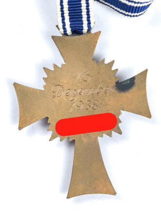 Ehrenkreuz der Deutschen Mutter in bronze an langem Band, in Tüte von Carl Blaschet Wien