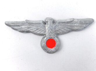 Bahnschutz, Adler für die Schirmmütze aus Aluminium, ungetragenes Stück