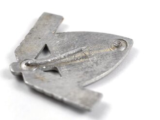 Reichsarbeitsdienst, Mützenabzeichen für Mannschaften,  Aluminium lackiert, ein Splint vorhanden