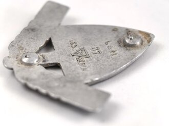 Reichsarbeitsdienst, Mützenabzeichen für Mannschaften,  Aluminium lackiert, Splinte fehlen