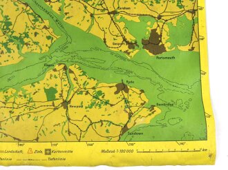Luftwaffe Navigationskarte England ( Unternehmen Seelöwe, geplante Invasion ) Portsmouth / Southhampton . Datiert 1941, Maße 65 x 66cm