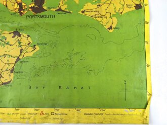 Luftwaffe Navigationskarte England ( Unternehmen Seelöwe, geplante Invasion ) Portsmouth / Southhampton . Datiert 1941, Maße 65 x 66cm