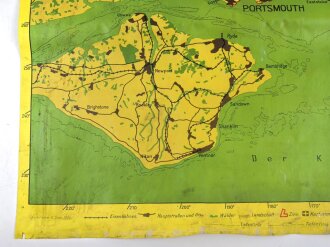 Luftwaffe Navigationskarte England ( Unternehmen Seelöwe, geplante Invasion ) Portsmouth / Southhampton . Datiert 1941, Maße 65 x 66cm