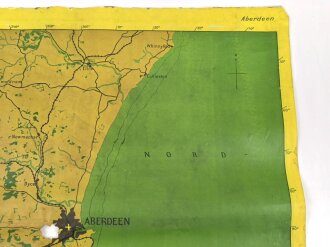 Luftwaffe Navigationskarte England ( Unternehmen Seelöwe, geplante Invasion ) Aberdeen / Mory Firth . Datiert 1941, Maße 65 x 66cm