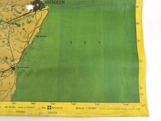 Luftwaffe Navigationskarte England ( Unternehmen Seelöwe, geplante Invasion ) Aberdeen / Mory Firth . Datiert 1941, Maße 65 x 66cm