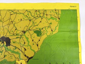 Luftwaffe Navigationskarte England ( Unternehmen Seelöwe, geplante Invasion ) Ipswich / Harwich . Datiert 1941, Maße 65 x 66cm