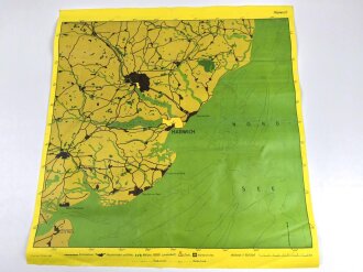 Luftwaffe Navigationskarte England ( Unternehmen Seelöwe, geplante Invasion ) Ipswich / Harwich . Datiert 1941, Maße 65 x 66cm