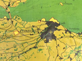 Luftwaffe Navigationskarte England ( Unternehmen Seelöwe, geplante Invasion ) Edinburgh / Dundee . Datiert 1941, Maße 65 x 66cm