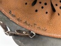 Heer, Stahlhelm Modell 1942. In allen Teilen original , das Innenfutter vermutlich in der Zeit gewechselt, früher Kinnriemen ergänzt, das Hakenkreuz vollständig erhalten. Hersteller EF 64. Ungereinigt