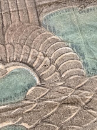 Polizei III.Reich, Teil eines gewaltigen, handbemalten Wandbehanges. Souvenier eines amerikanischen Soldaten aus dem 2. Weltkrieg. Maße etwa 190 x 200cm