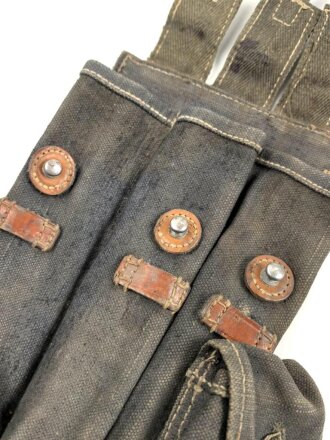 Magazintasche für MP 38 und 40 der Wehrmacht. Getragenes Stück in gutem Gesamtzustand, seltene Ausführung