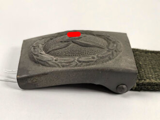 Afrikakorps Luftwaffe, Koppelschloss mit grüner Webzunge. Eisen lackiert, Hersteller H.A.42 für H.Arld Nürnberg . Ungetragen