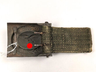 Afrikakorps Luftwaffe, Koppelschloss mit grüner Webzunge. Eisen lackiert, Hersteller H.A.42 für H.Arld Nürnberg . Ungetragen