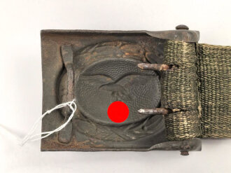 Afrikakorps Luftwaffe, Koppelschloss mit grüner Webzunge. Eisen lackiert, Hersteller H.A.42 für H.Arld Nürnberg . Ungetragen