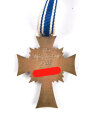 Ehrenkreuz der Deutschen Mutter in bronze, an langem Band. Nicht verausgabtes Stück, aus altem Bestand eines höchstwahrscheinlich Österreichischen Herstellers.