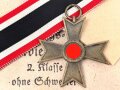 Kriegsverdienstkreuz 2. Klasse ohne Schwerter , kein Hersteller  im Bandring. Original verpackt,  In der zugehörigen Tüte, der Hersteller ausgeschnitten