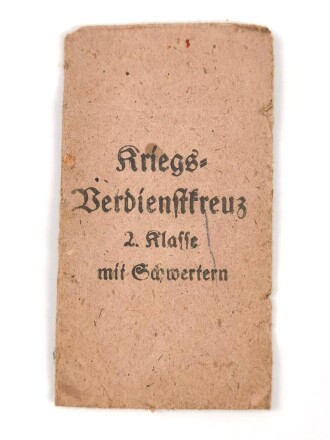 Defekte Tüte zum Kriegsverdienstkreuz 2. Klasse mit Schwertern , Hersteller  Wächtler & Lange Mittweida