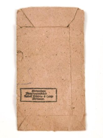 Defekte Tüte zum Kriegsverdienstkreuz 2. Klasse mit Schwertern , Hersteller  Wächtler & Lange Mittweida
