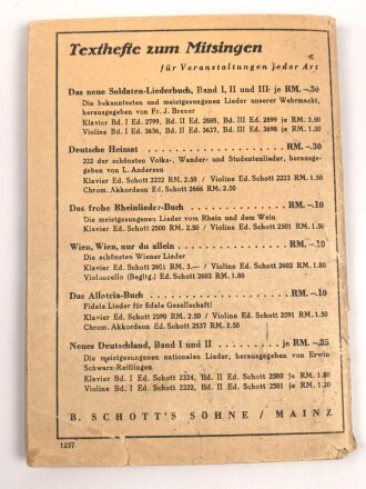 "Das zweite neue Soldaten-Liederbuch" Heft 2,Textbuch mit Melodien 2 stimmig, 76 Seiten, gebraucht, DIN A6