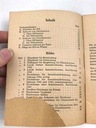 D 632/2 "Taschenbuch für den Kraftfahrer im Winter" Ausgabe 1943, 32 Seiten, gebraucht, DIN A6