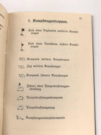 H. Dv. 272 "Muster für taktische Truppenzeichen" datiert 1928, 64 Seiten, gebraucht, DIN A6