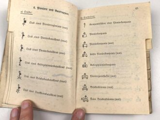 H. Dv. 272 "Muster für taktische Truppenzeichen" datiert 1936, 128 Seiten, gebraucht, DIN A6
