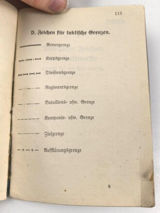 H. Dv. 272 "Muster für taktische Truppenzeichen" datiert 1936, 128 Seiten, gebraucht, DIN A6