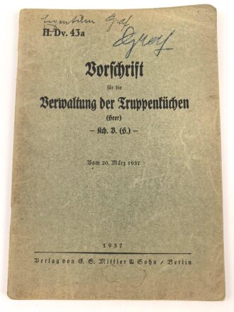 H. Dv. 43a "Vorschrift für die Verwaltung der...