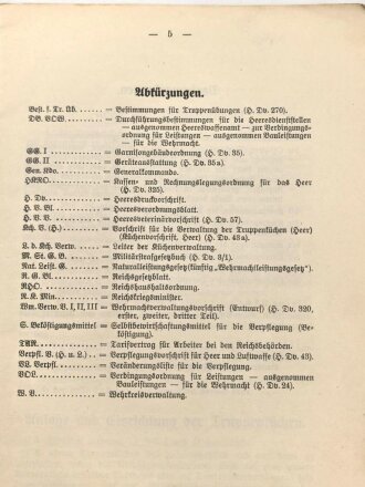H. Dv. 43a "Vorschrift für die Verwaltung der Truppenküchen (Heer)" datiert 1937, 49 Seiten, gebraucht, DIN A5