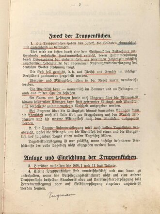 H. Dv. 43a "Vorschrift für die Verwaltung der Truppenküchen (Heer)" datiert 1937, 49 Seiten, gebraucht, DIN A5