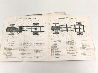 Niederlande "Handleiding voor onderhoud van uw Opel Vrachtwagen" datiert 1940, 76 Seiten, gebraucht, DIN A5, niederländisch, wasserschaden