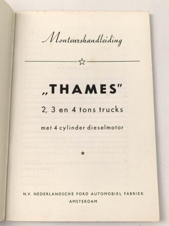 Niederlande "Monteurshandleiding, Ford Thames 2,3 en 4 tons trucks" 60 Seiten, gebraucht, DIN A5, niederländisch, sehr guter zustand