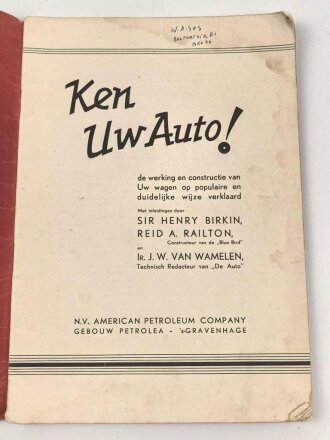"Ken Uw Auto! " datiert 1937, 40 Seiten,...