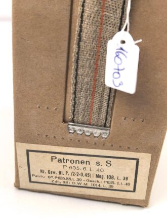 Pappkasten für 300 Schuss Munition 8 x 57 ( für k98 ) . 20 Pappschachteln enthalten, alles zusammengehörig. OHNE Inhalt - Complete matching set for 300 k98 rounds, EMPTY BOXES