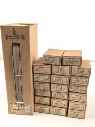 Pappkasten für 300 Schuss Munition 8 x 57 ( für k98 ) . 20 Pappschachteln enthalten, alles zusammengehörig. OHNE Inhalt - Complete matching set for 300 k98 rounds, EMPTY BOXES