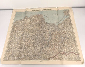 Landkarte "Stolp, Danzig, Bromberg Marienwerder" datiert 1914, viele kleine Löcher, Maße:97 x 85 cm