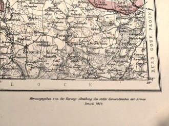 Landkarte "Stolp, Danzig, Bromberg Marienwerder" datiert 1914, viele kleine Löcher, Maße:97 x 85 cm