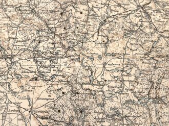 Landkarte "Stolp, Danzig, Bromberg Marienwerder" datiert 1914, viele kleine Löcher, Maße:97 x 85 cm