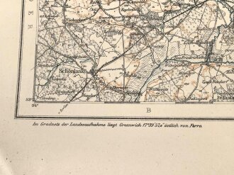 Landkarte "Stolp, Danzig, Bromberg Marienwerder" datiert 1914, viele kleine Löcher, Maße:97 x 85 cm